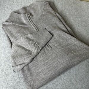 Uniqlo‎ Light Marled Gray 100% Wool Super Soft Quarter Zip Sweater Size XL